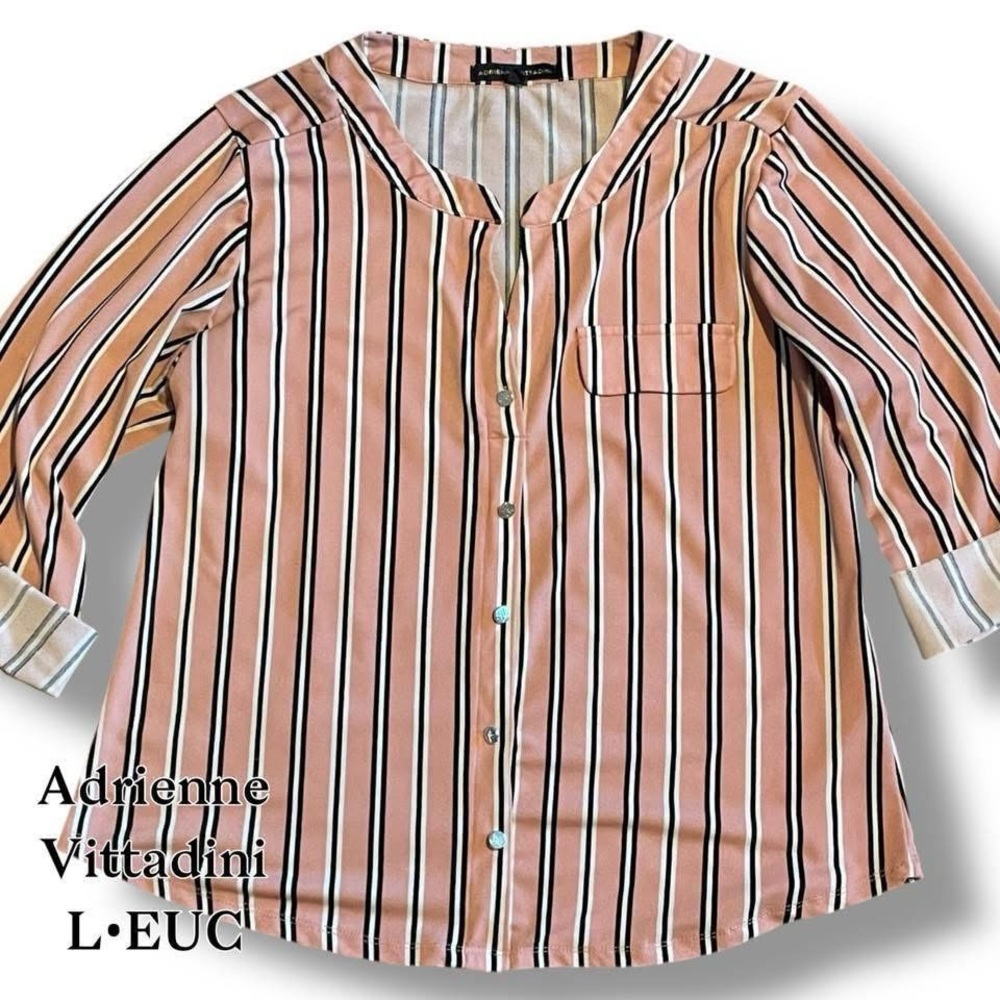 💙4/$28💙 Adrienne Vittadini Kids Blouse with Pink and Black Stripes